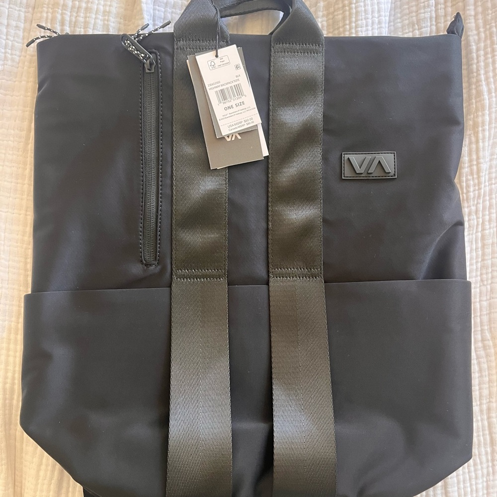 RVCA Black Convertible Tote-Backpack with Webbing Straps